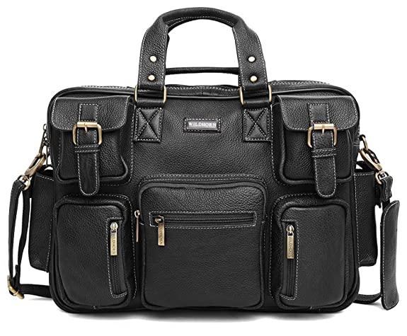 WILDHORN Leather Briefcase for Men I Computer Bag Laptop Bag I Business Travel Messenger Bag For Men l Large 16.5 Inch For Daily Use