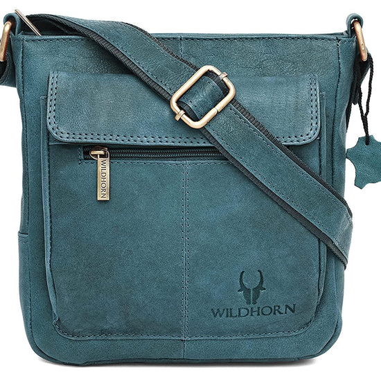 WILDHORN Leather Sling Messenger Bag for Men. DIMENTION : L-8 inch W-3 inch H-9 inch - WILDHORN