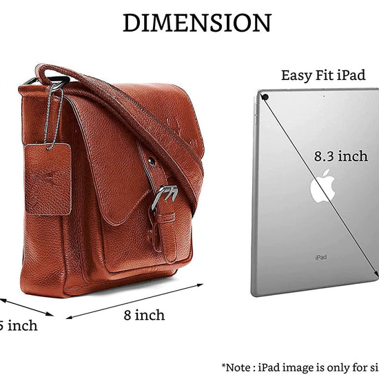 WILDHORN® Original Leather 9 inch Sling Bag for Men I Multipurpose Crossbody Bag I Travel Bag with Adjustable Strap I DIMENSION: L- 8 inch H- 9 inch W- 3 inch - WILDHORN