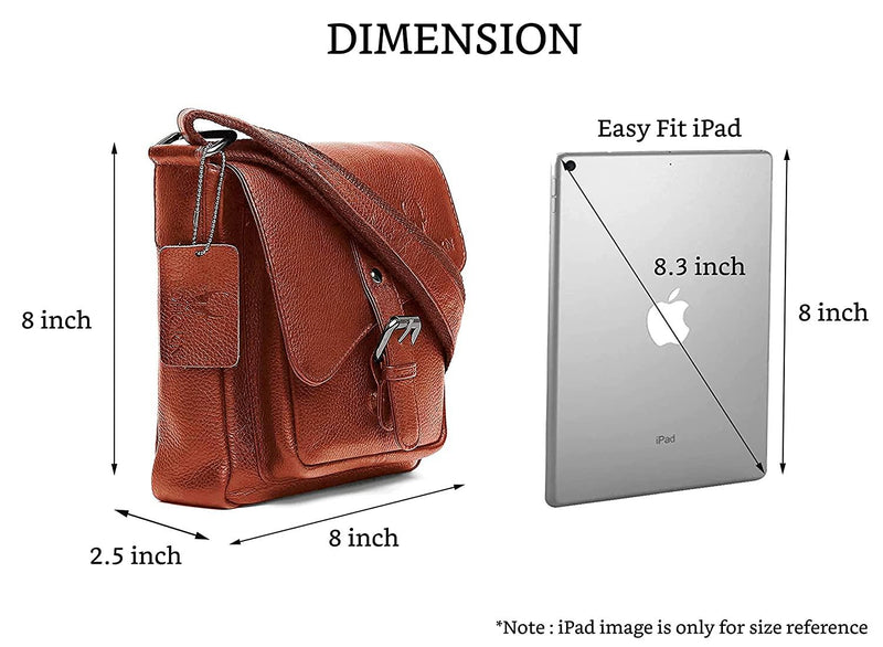 WILDHORN® Original Leather 9 inch Sling Bag for Men I Multipurpose Crossbody Bag I Travel Bag with Adjustable Strap I DIMENSION: L- 8 inch H- 9 inch W- 3 inch