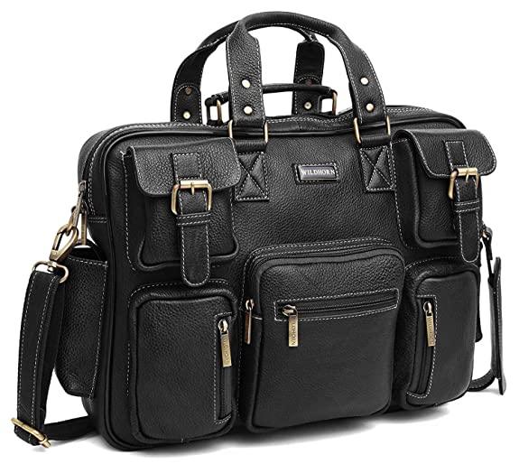 WILDHORN Leather Briefcase for Men I Computer Bag Laptop Bag I Business Travel Messenger Bag For Men l Large 16.5 Inch For Daily Use