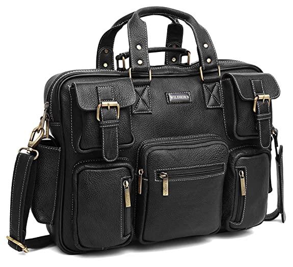 WILDHORN Leather Briefcase for Men I Computer Bag Laptop Bag I Business Travel Messenger Bag For Men l Large 16.5 Inch For Daily Use - WILDHORN