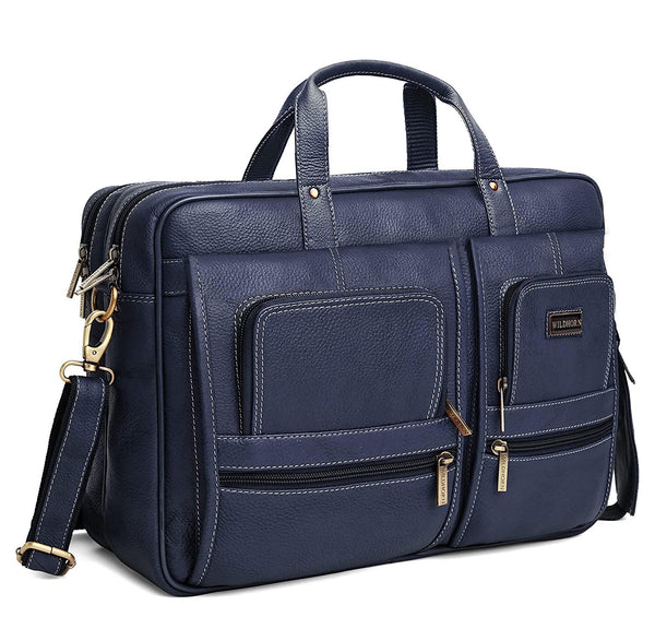 WILDHORN® Classic Leather Laptop(15.5") Messenger Bag for Men I Office Bags I Travel Bags I Carry Handle with Adjustable Strap I DIMENSION : L-16 inch W-4 inch H-12 inch