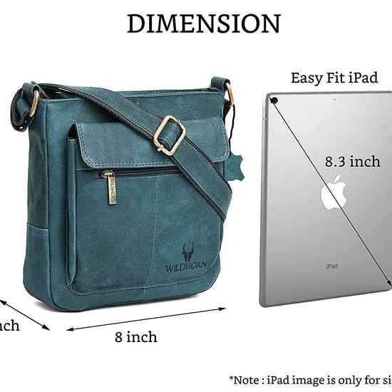 WILDHORN Leather Sling Messenger Bag for Men. DIMENTION : L-8 inch W-3 inch H-9 inch - WILDHORN