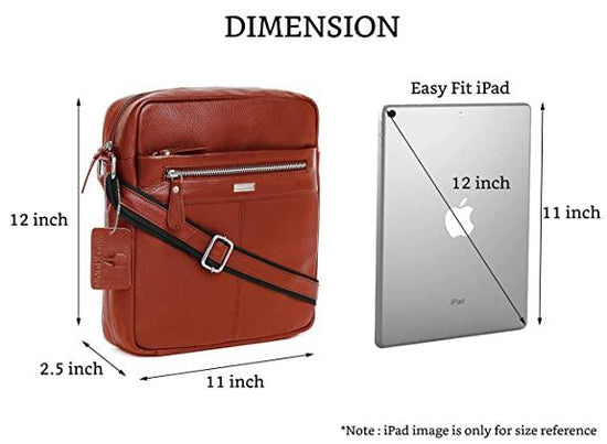 WILDHORN Leather Men's sling Bag I Messenger Bag I Zipper Crossbody Shoulder Satchel Bags for Work Business & Travel Dimension: L- 11 inch H- 12.5 inch W- 2.5 inch - WILDHORN