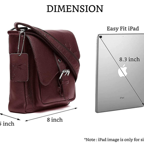 WILDHORN® Original Leather 9 inch Sling Bag for Men I Multipurpose Crossbody Bag I Travel Bag with Adjustable Strap I DIMENSION: L- 8 inch H- 9 inch W- 3 inch - WILDHORN