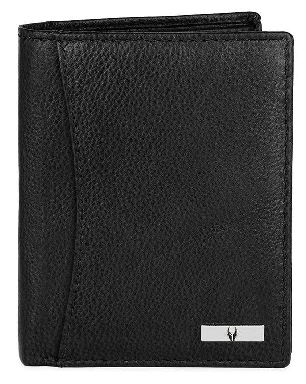 WildHorn Men's Top Grain Portrait Leather Ultra Strong Stitching Handcrafted RFID Blocking Wallet with 2 Transparent ID Windows Slots, 11 Card Slots and Zip Compartment - WILDHORN