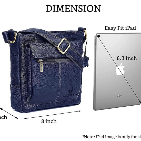 WILDHORN Leather Sling Messenger Bag for Men. DIMENTION : L-8 inch W-3 inch H-9 inch - WILDHORN