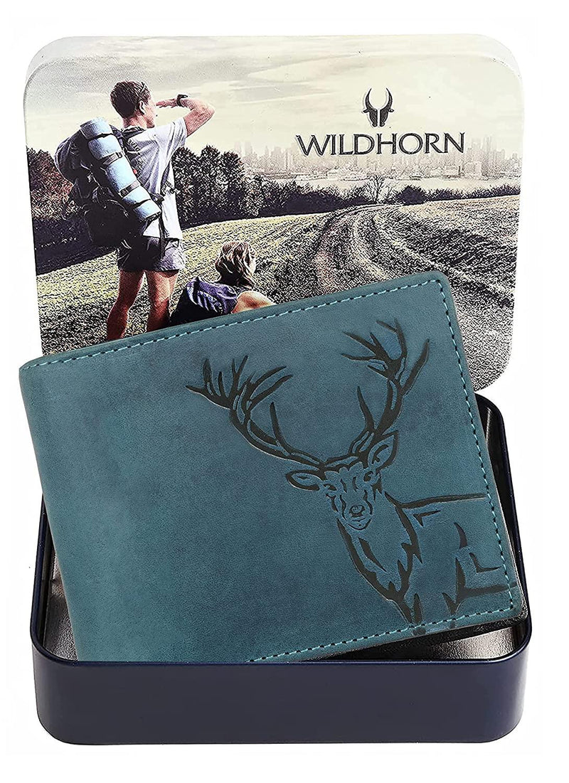 WILDHORN® Antlers Hunter Leather Wallet for Men (TAN)