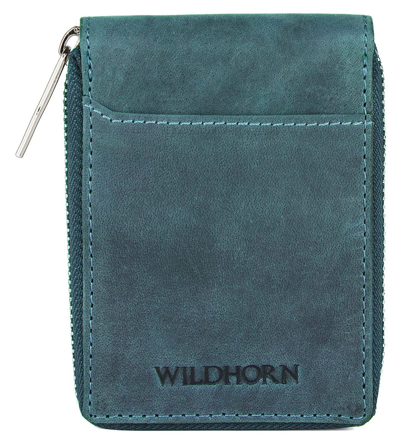 WILDHORN Leather 9 Slot Vertical Credit Debit Card Holder for Men & Women I Zipper Money Wallet I Coin Purse I External ID Slot I Cash Compartment - WILDHORN