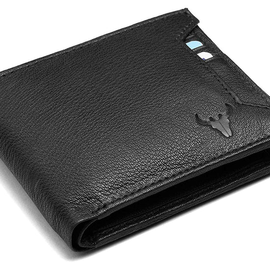 Napa Hide RFID Protected Genuine High Quality Leather Wallet & Pen Combo for Men (black) - WILDHORN