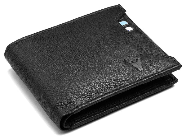 Napa Hide RFID Protected Genuine High Quality Leather Wallet & Pen Combo for Men (black) - WILDHORN