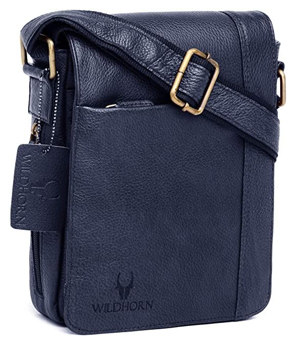 WildHorn Leather 8.5 inch Sling Messenger Bag for Men I Multipurpose Crossbody Bag I Travel Bag with Adjustable Strap I DIMENSION: L- 8.5inch H- 10.5inch W- 3inch… - WILDHORN