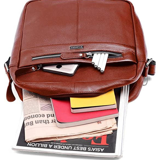 WILDHORN Leather Men's sling Bag I Messenger Bag I Zipper Crossbody Shoulder Satchel Bags for Work Business & Travel Dimension: L- 11 inch H- 12.5 inch W- 2.5 inch - WILDHORN