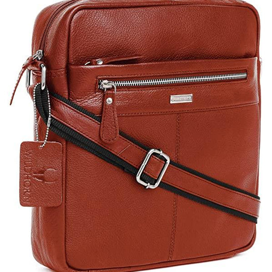 WILDHORN Leather Men's sling Bag I Messenger Bag I Zipper Crossbody Shoulder Satchel Bags for Work Business & Travel Dimension: L- 11 inch H- 12.5 inch W- 2.5 inch - WILDHORN