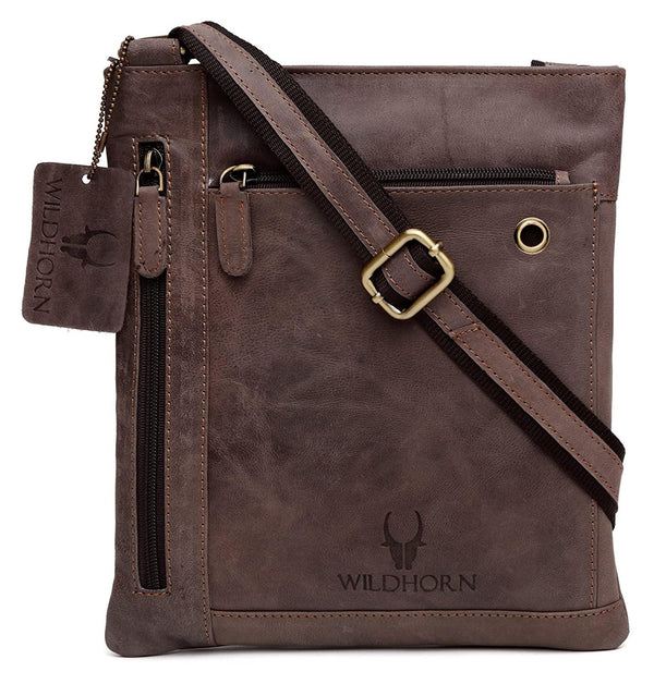 WILDHORN® 100% Genuine Leather Sling Messenger Bag for Men