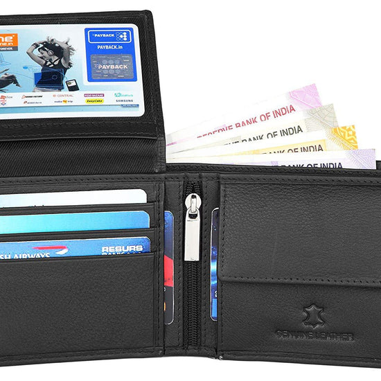 Napa Hide RFID Protected Genuine High Quality Leather Wallet & Pen Combo for Men (BLACK) - WILDHORN