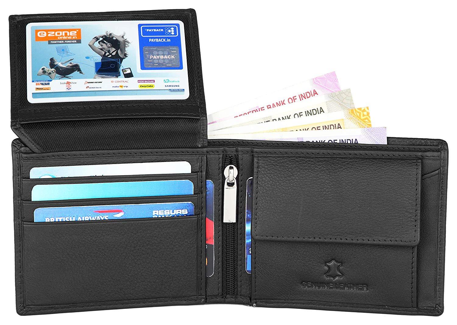 Napa Hide RFID Protected Genuine High Quality Leather Wallet & Pen Combo for Men (BLACK) - WILDHORN