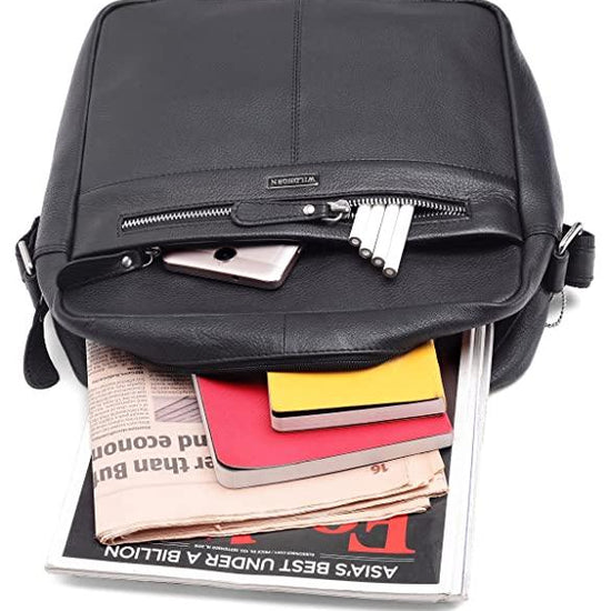 WILDHORN Leather Men's sling Bag I Messenger Bag I Zipper Crossbody Shoulder Satchel Bags for Work Business & Travel Dimension: L- 11 inch H- 12.5 inch W- 2.5 inch - WILDHORN