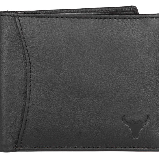 Napa Hide RFID Protected Genuine High Quality Leather Wallet & Pen Combo for Men (Black) - WILDHORN