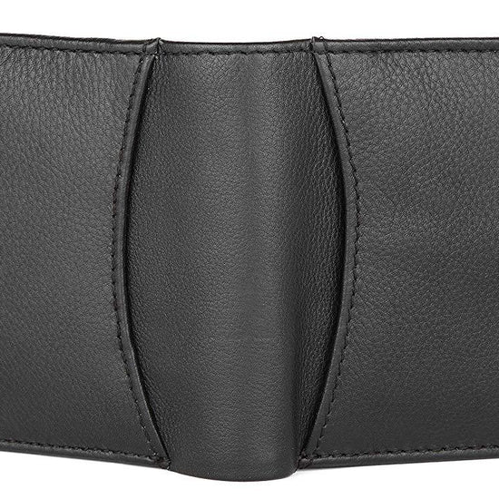 Napa Hide RFID Protected Genuine High Quality Leather Wallet & Pen Combo for Men (Black) - WILDHORN