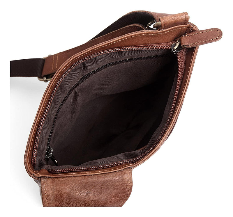 WILDHORN® Leather 8.5 inch Sling Messenger Bag for Men I Multipurpose Crossbody Bag I Travel Bag with Adjustable Strap I Utility Bag I DIMENSION : L-8.5 inch W-0.5 inch H-10.3 inch (Tan Nappa) - WILDHORN