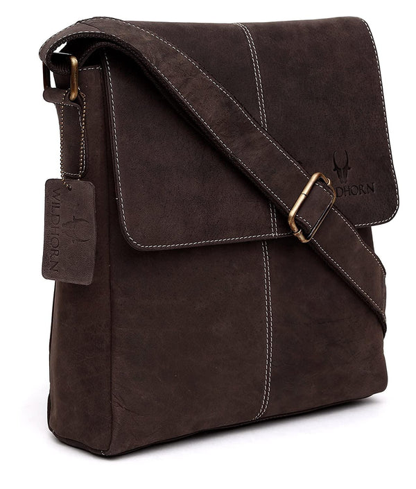 WILDHORN® 100% Genuine Leather Sling Messenger Bag for Men