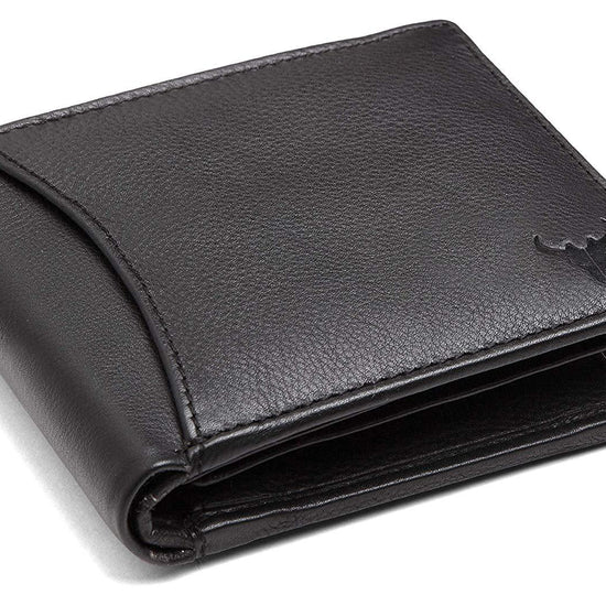 Napa Hide RFID Protected Genuine High Quality Leather Wallet & Pen Combo for Men (Black) - WILDHORN