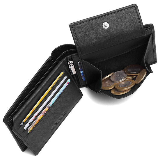 Napa Hide RFID Protected Genuine High Quality Leather Wallet & Pen Combo for Men (BLACK) - WILDHORN
