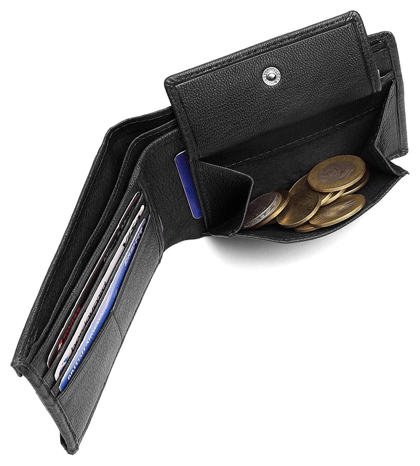 Napa Hide RFID Protected Genuine High Quality Leather Wallet & Pen Combo for Men (black) - WILDHORN