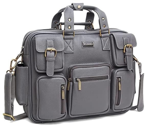 WILDHORN Leather Briefcase for Men I Computer Bag Laptop Bag I Business Travel Messenger Bag For Men l Large 16.5 Inch For Daily Use