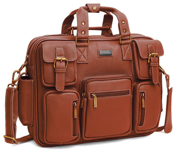 WILDHORN Leather Briefcase for Men I Computer Bag Laptop Bag I Business Travel Messenger Bag For Men l Large 16.5 Inch For Daily Use