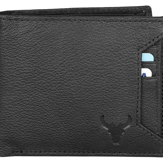 Napa Hide RFID Protected Genuine High Quality Leather Wallet & Pen Combo for Men (black) - WILDHORN