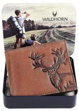 WILDHORN® Antlers Hunter Leather Wallet for Men (TAN)