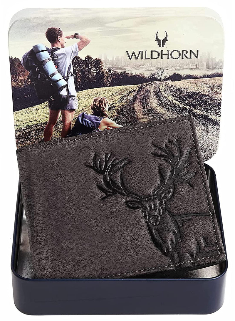 WILDHORN® Antlers Hunter Leather Wallet for Men (TAN)