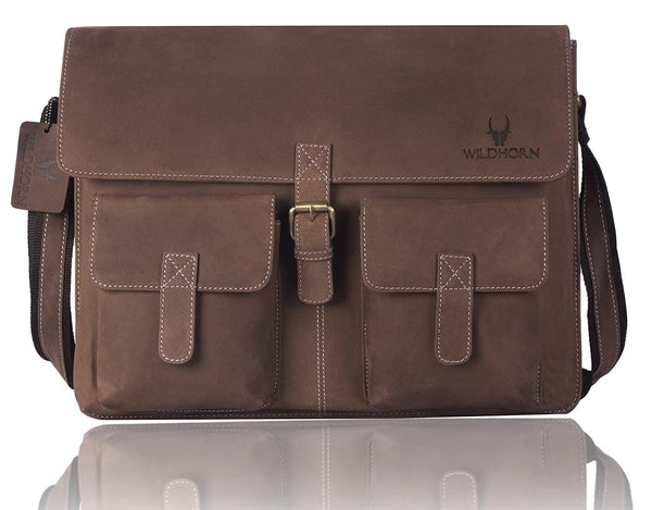 WILDHORN® 100% Genuine Leather Messenger Bag for Men