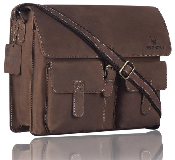WILDHORN® 100% Genuine Leather Messenger Bag for Men