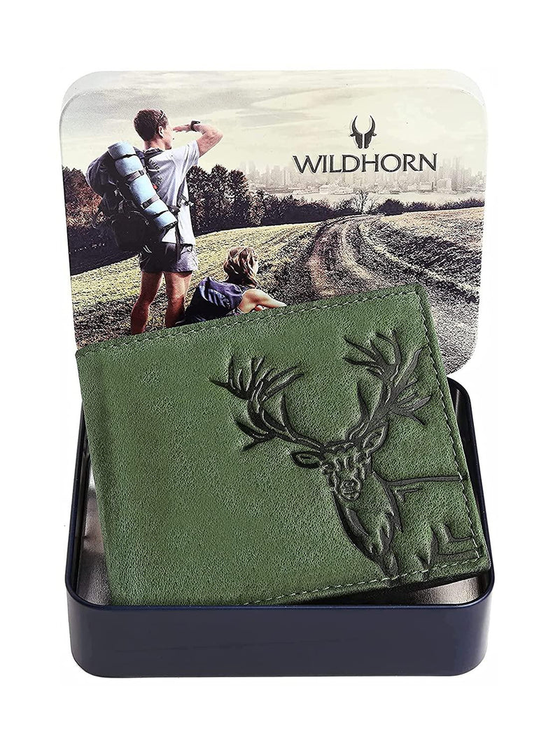 WILDHORN® Antlers Hunter Leather Wallet for Men (TAN)