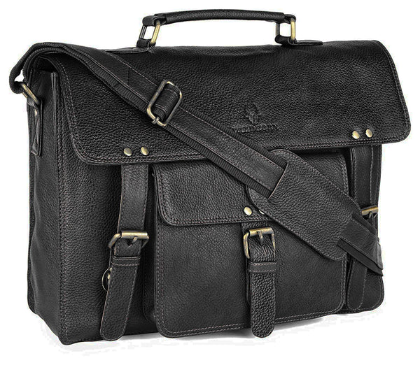 WILDHORN® Classic Leather 15 inch Laptop Messenger Bag for Men I Office Bags I Travel Bags I Carry Handle with Adjustable Strap I DIMENSION : L-15 inch W-4 inch H-12 inch