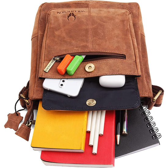 WILDHORN Leather Sling Messenger Bag for Men. DIMENTION : L-8 inch W-3 inch H-9 inch - WILDHORN