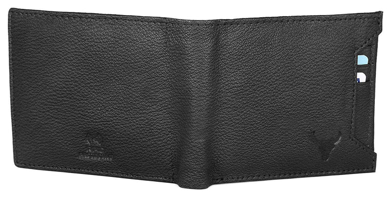 Napa Hide RFID Protected Genuine High Quality Leather Wallet & Pen Combo for Men (black) - WILDHORN