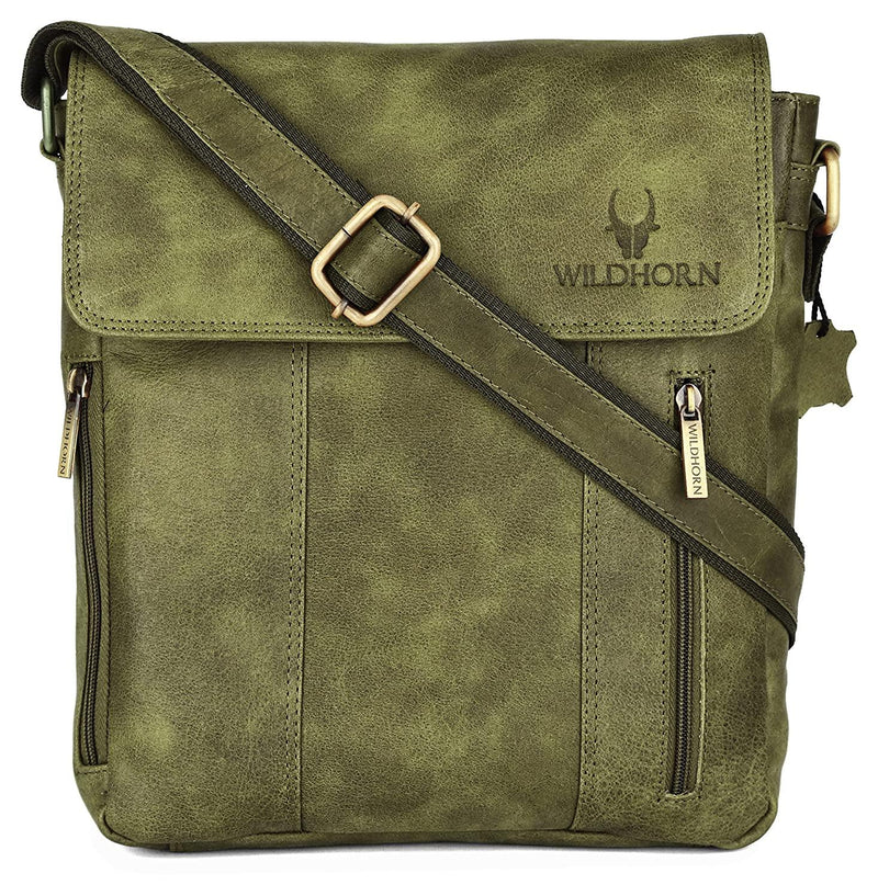 WILDHORN® Original Leather 11 inch Sling Messenger Bag for Men I Multipurpose Crossbody Bag I Travel Bag with Adjustable Strap I IDIMENSION: L- 10 inch H- 11 inch W- 3 inch - WILDHORN