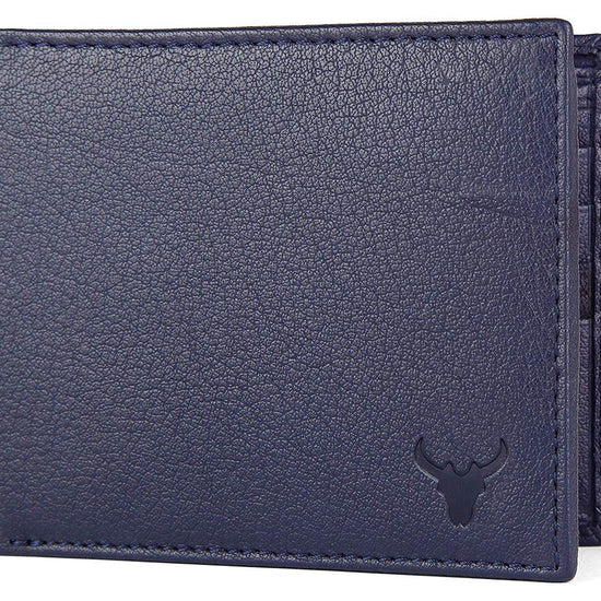 Napa Hide RFID Protected Genuine High Quality Leather Wallet & Pen Combo for Men (BLUE NAPA) - WILDHORN