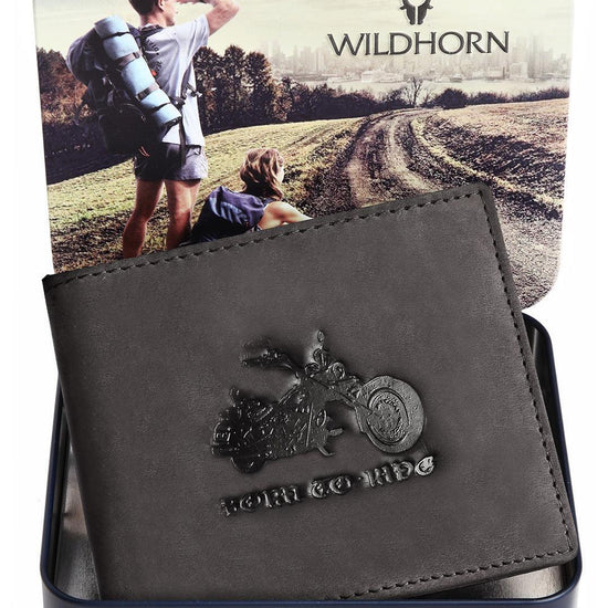 WILDHORN RFID Protected Top Grain Genuine Hunter Leather Wallet for Men - WILDHORN