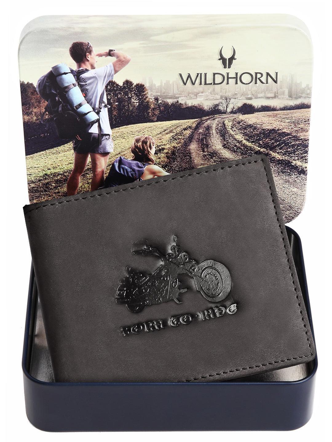 WILDHORN RFID Protected Top Grain Genuine Hunter Leather Wallet for Men - WILDHORN