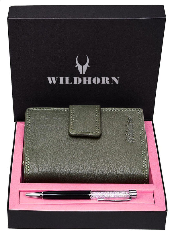 WILDHORN® Women's Leather Wallet and Pen Combo Set