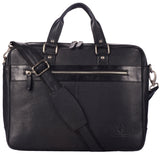 WILDHORN Leather 16 inches Black Messenger Bag (MB302) - WILDHORN