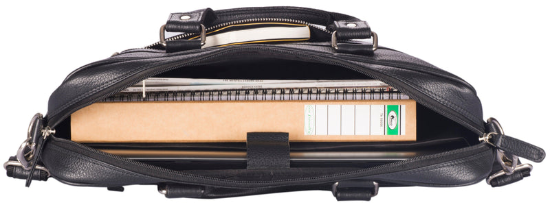 WILDHORN Leather 16 inches Black Messenger Bag (MB302) - WILDHORN