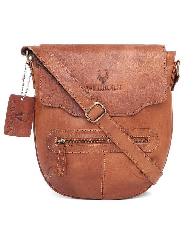 WILDHORN® 100% Genuine Leather Sling Messenger Bag for Men