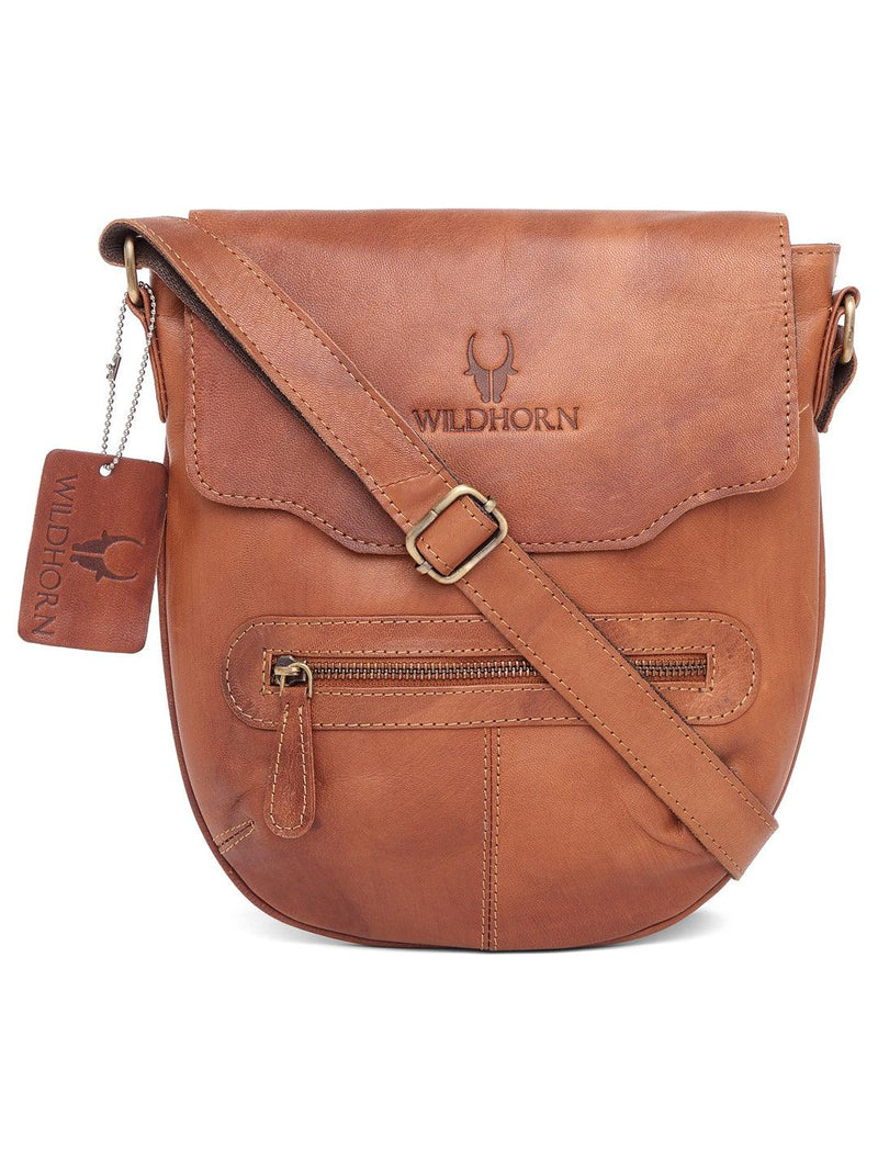 WILDHORN® 100% Genuine Leather Sling Messenger Bag for Men